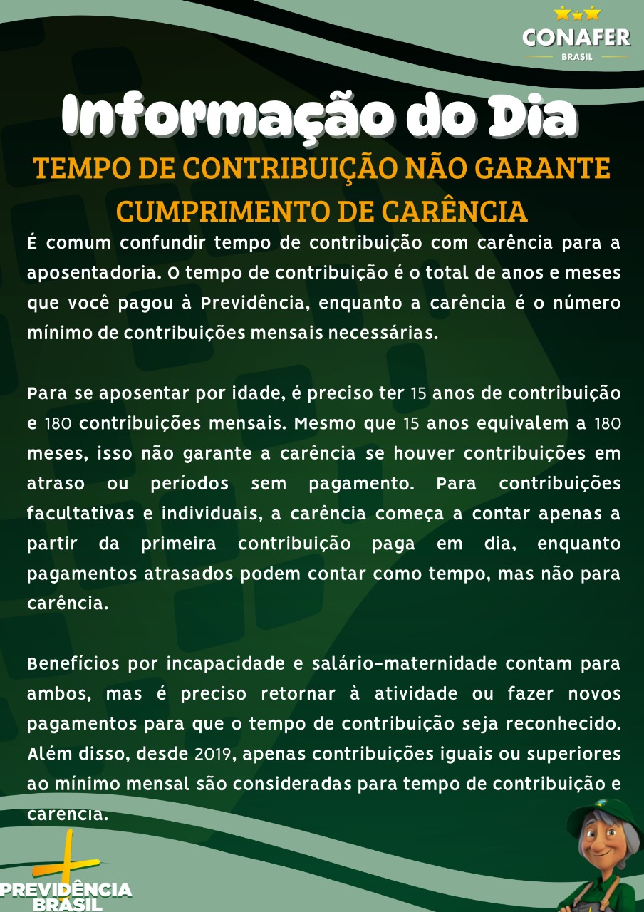 Tempo de contribuição não garante cumprimento de carência